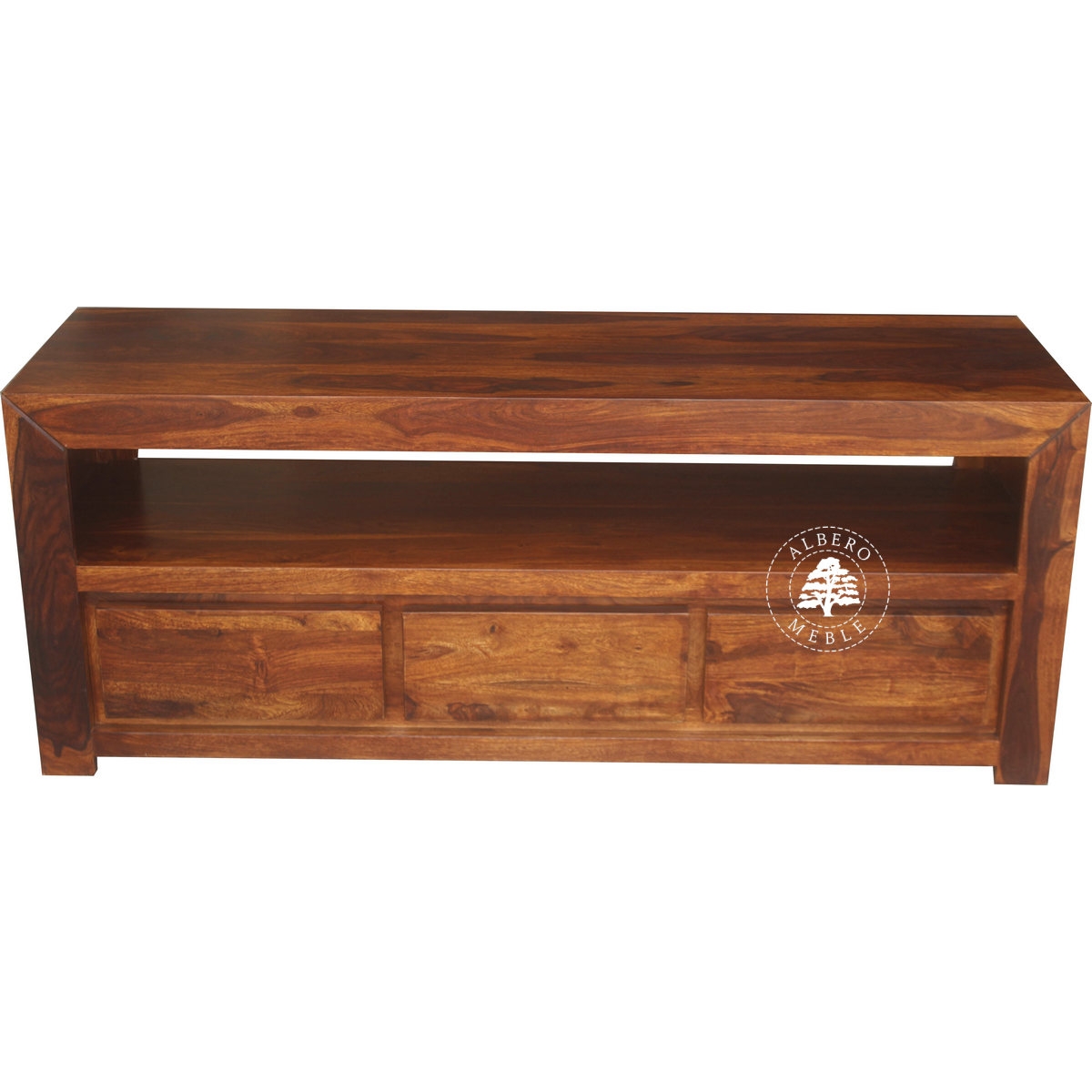 Prosta i nowoczesna szafka RTV z drzewa palisander