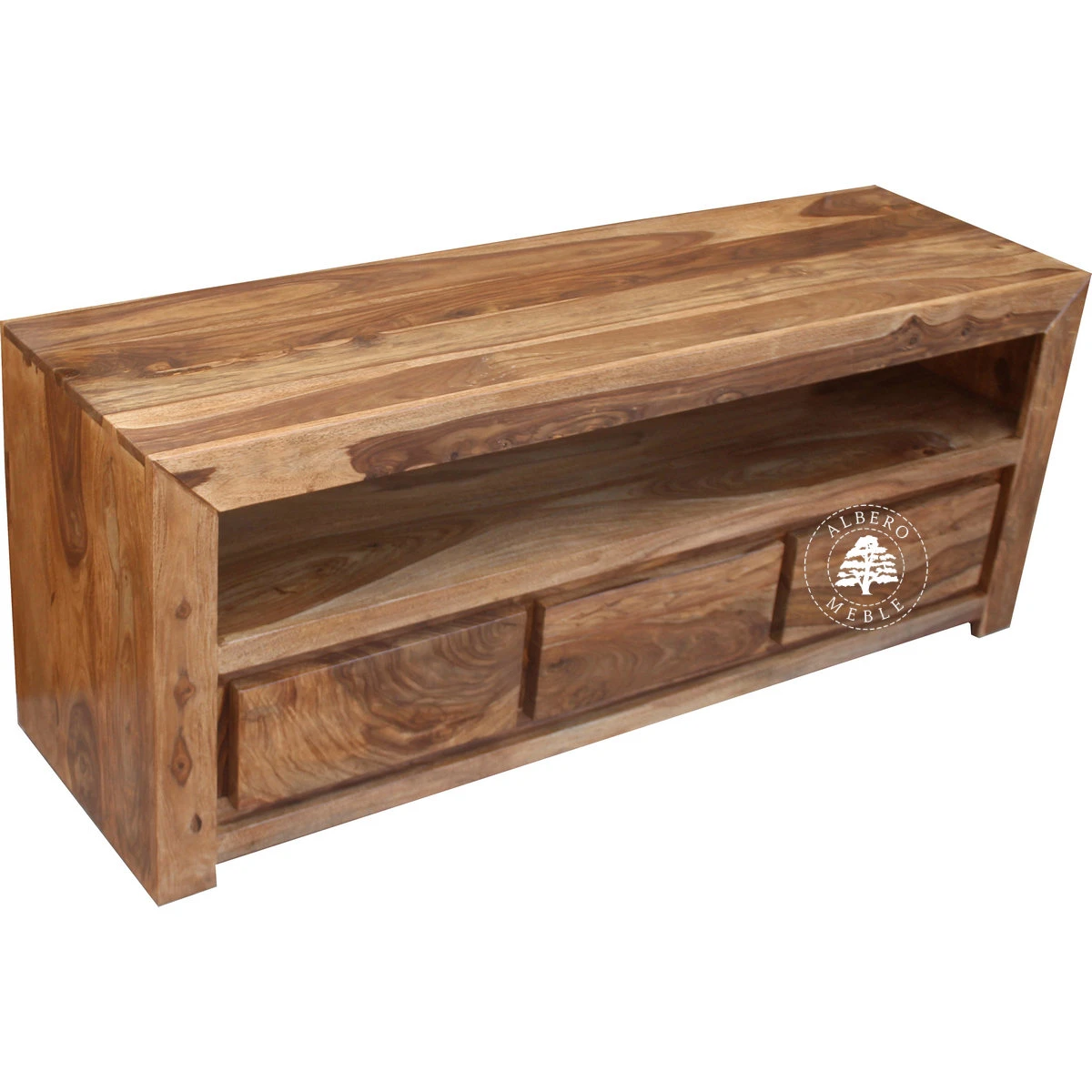 Prosta i nowoczesna szafka RTV z drzewa palisander