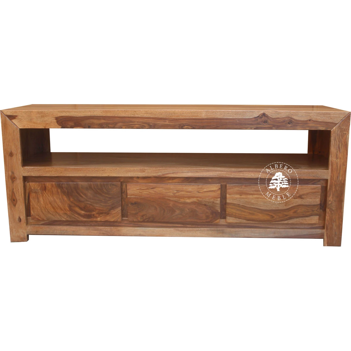 Prosta i nowoczesna szafka RTV z drzewa palisander