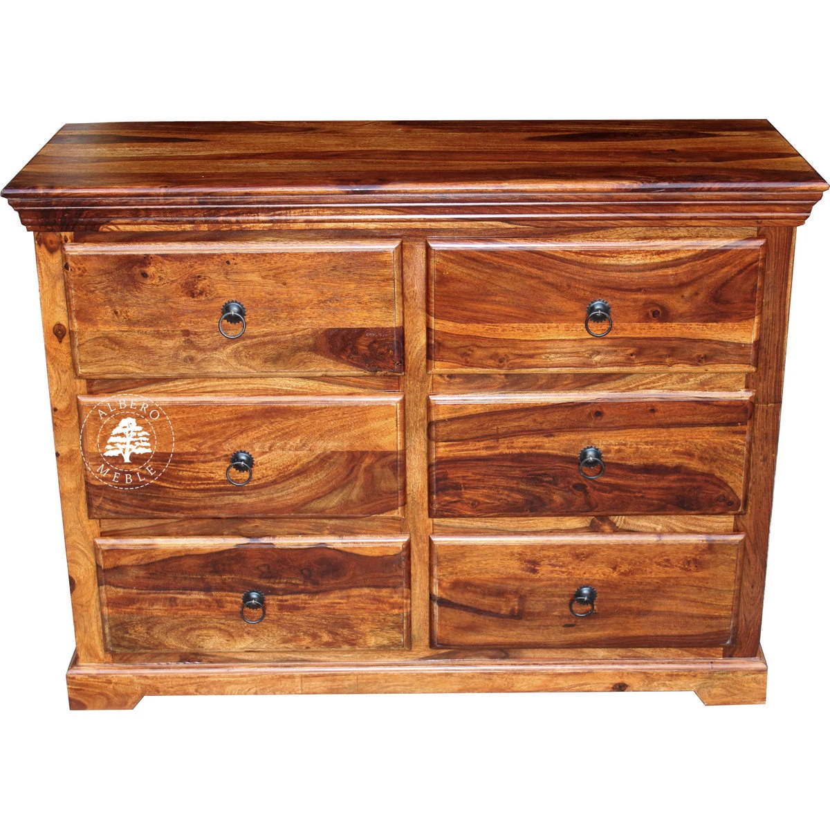 Pojemna klasyczna komoda drewniana z 6 szufladami