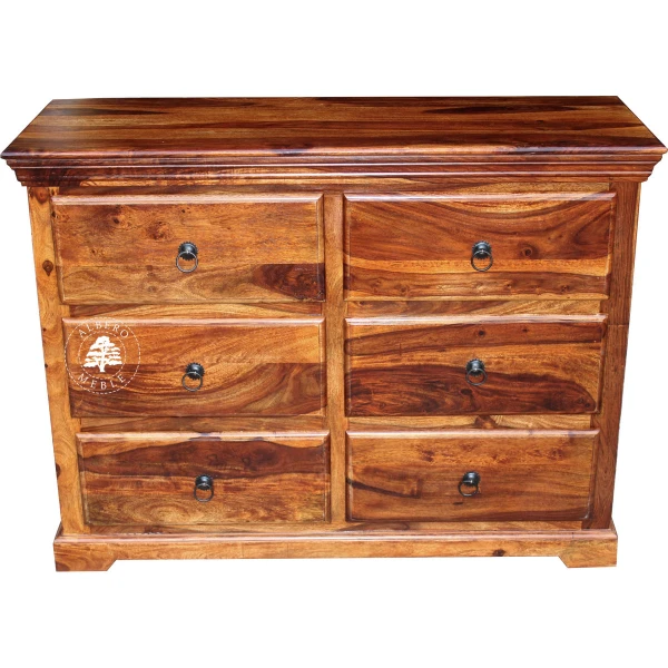 Pojemna klasyczna komoda drewniana z 6 szufladami