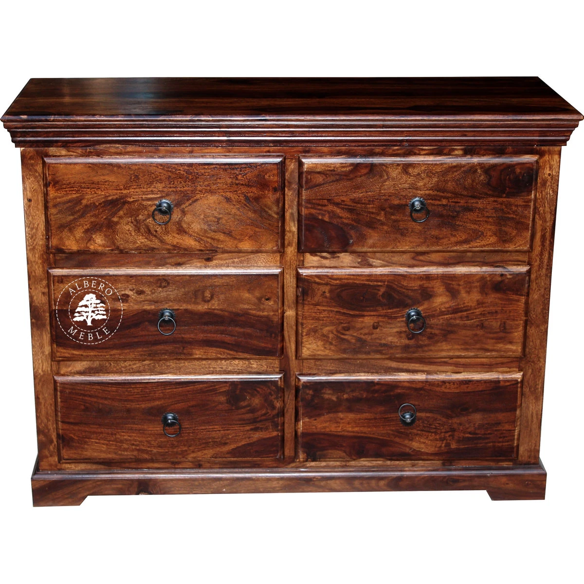 Pojemna klasyczna komoda drewniana z 6 szufladami