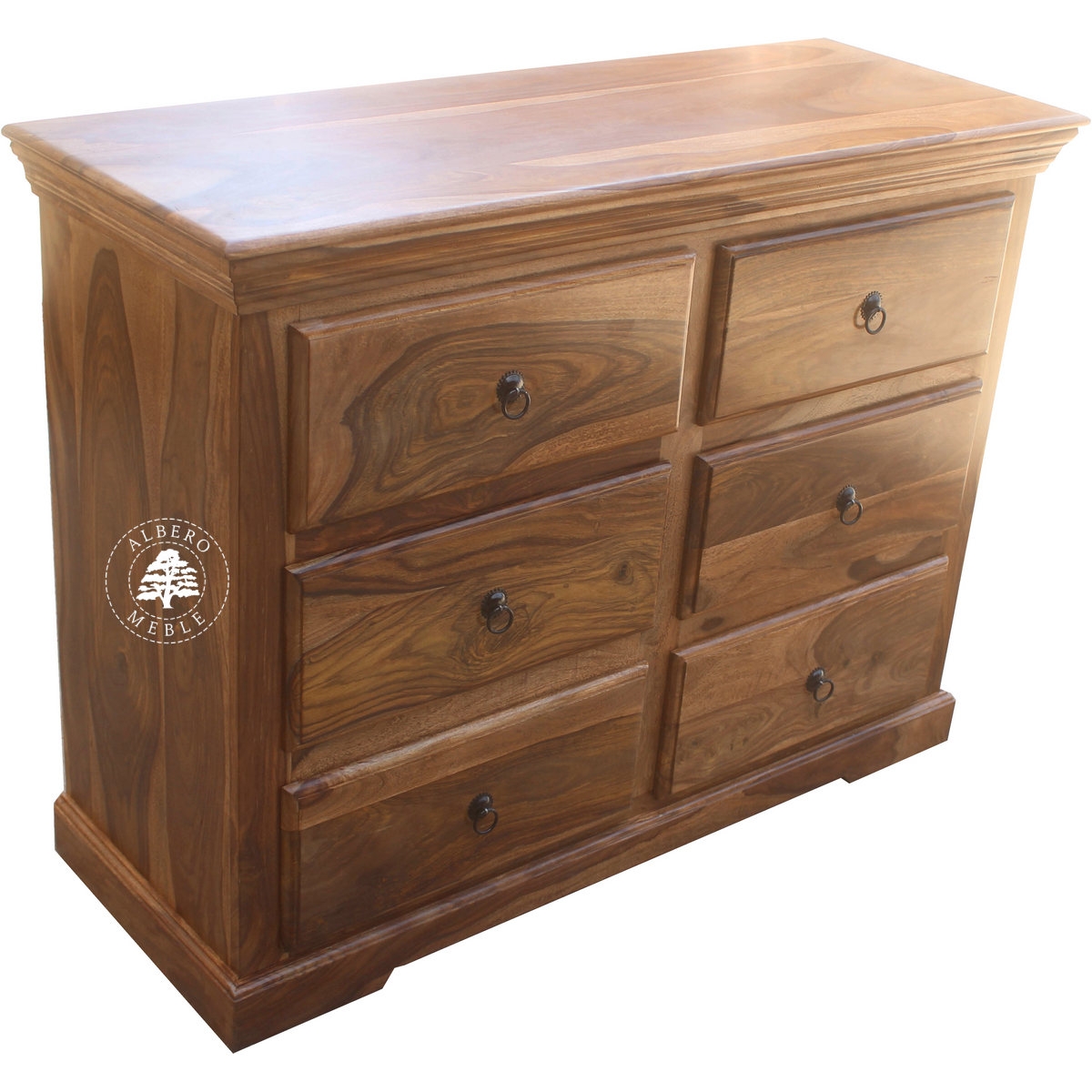 Pojemna klasyczna komoda drewniana z 6 szufladami