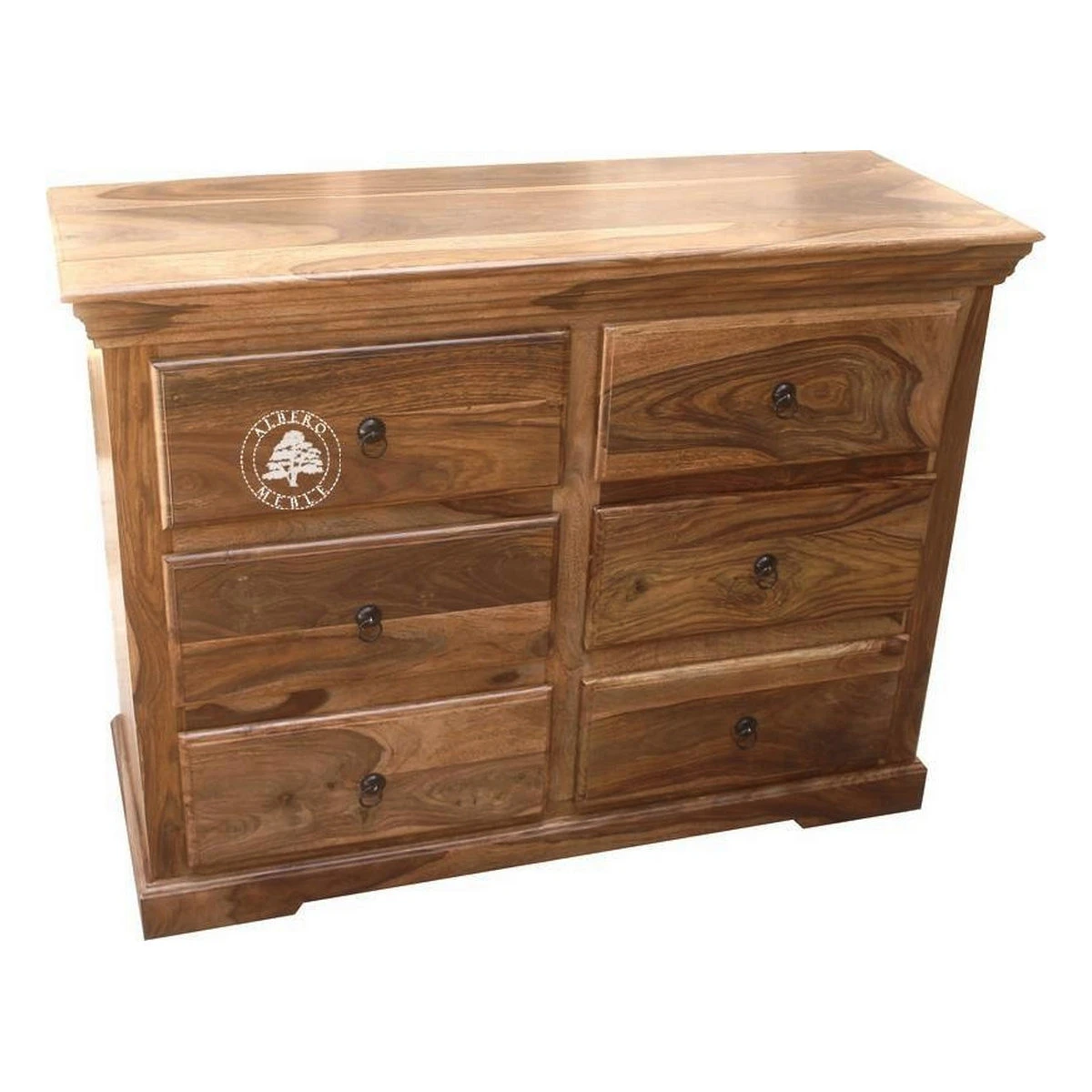 Pojemna klasyczna komoda drewniana z 6 szufladami