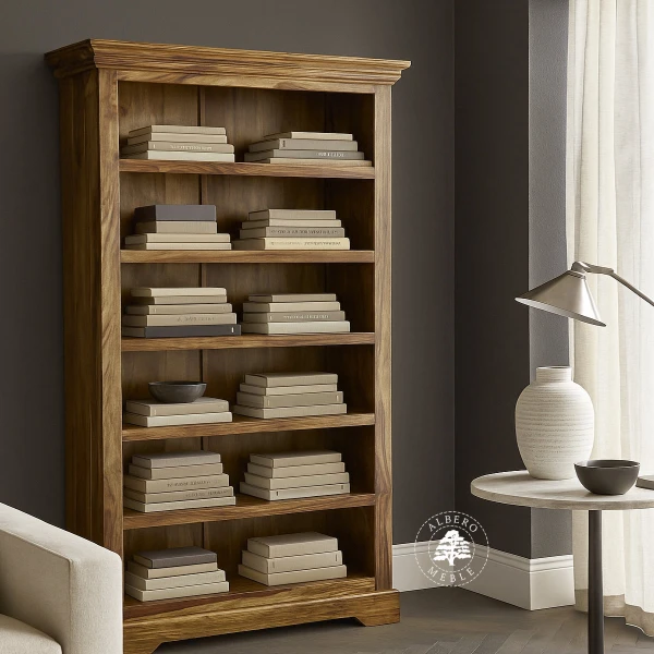 Tradycyjny Regał z Naturalnego Drewna Litego