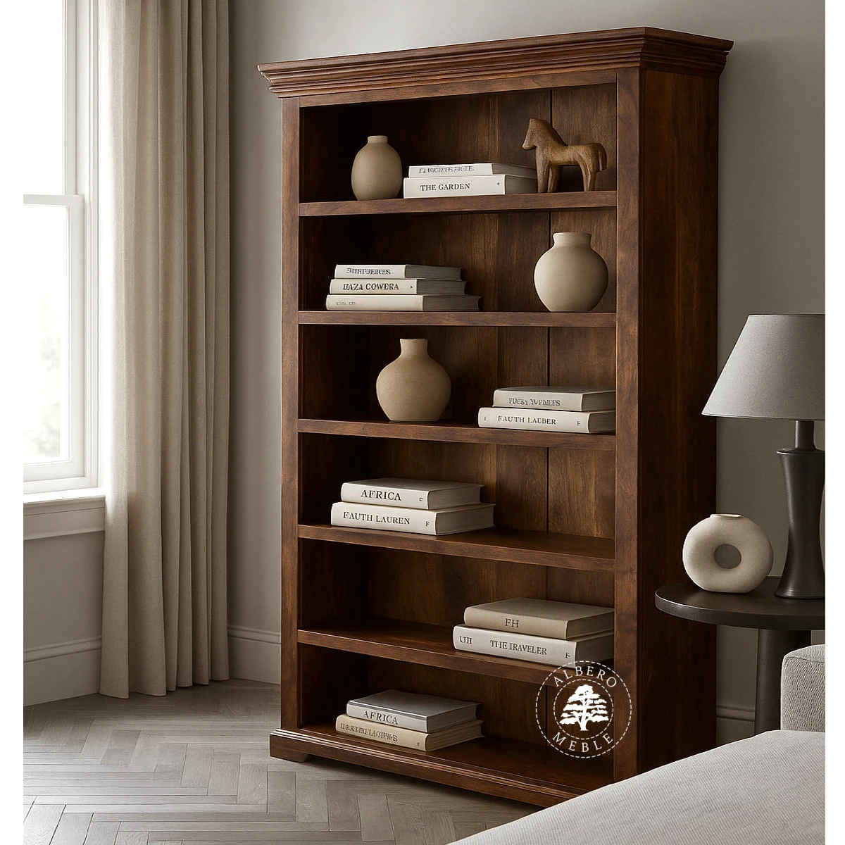 Tradycyjny Regał z Naturalnego Drewna Litego