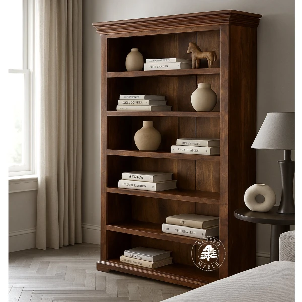 Tradycyjny Regał z Naturalnego Drewna Litego