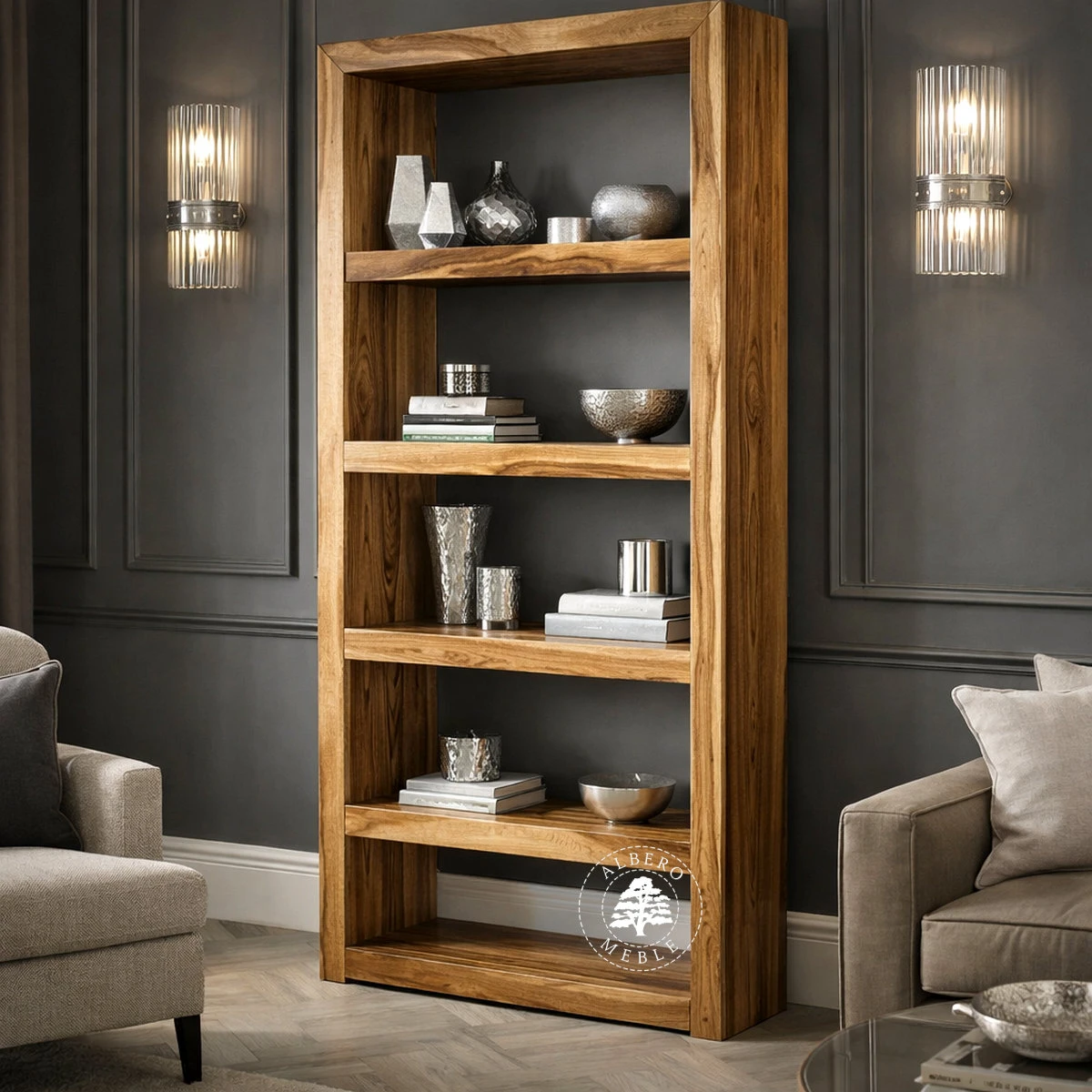 Regał z Drewna Litego na Segregatory