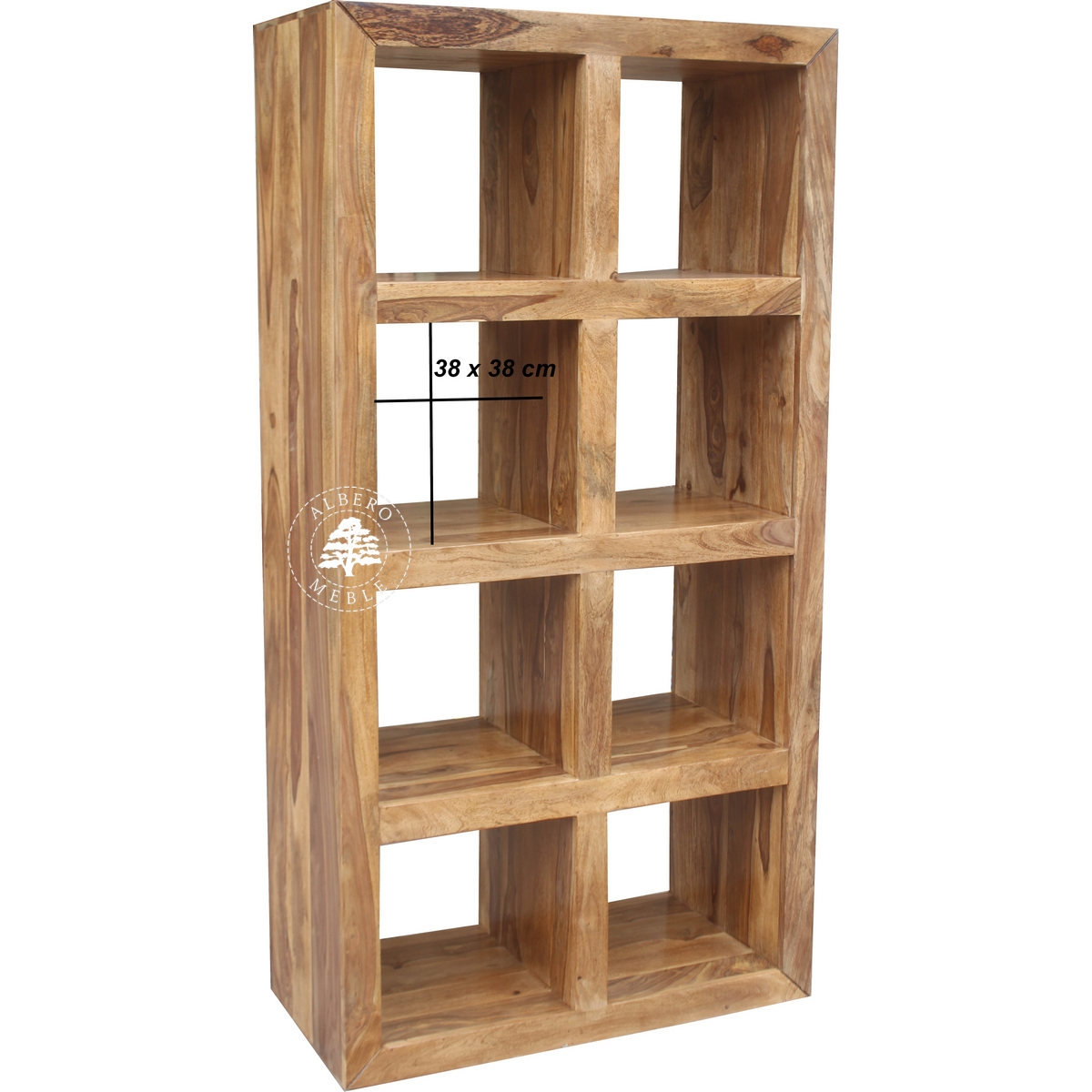 Otwarty regał z drewna z wieloma półkami Modern Cube