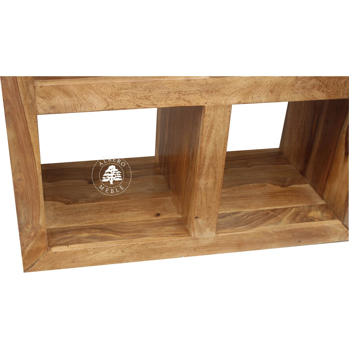 Otwarty regał z drewna z wieloma półkami Modern Cube