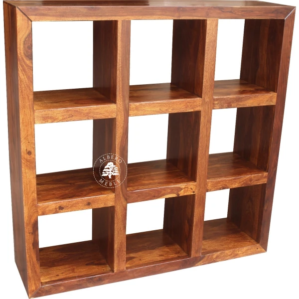 Regał drewniany wykonany z egzotycznego drewna palisandrowe