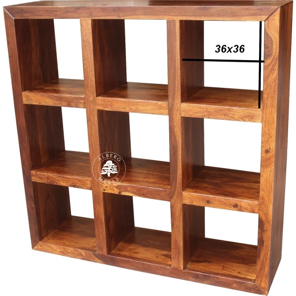 Regał drewniany wykonany z egzotycznego drewna palisandrowe