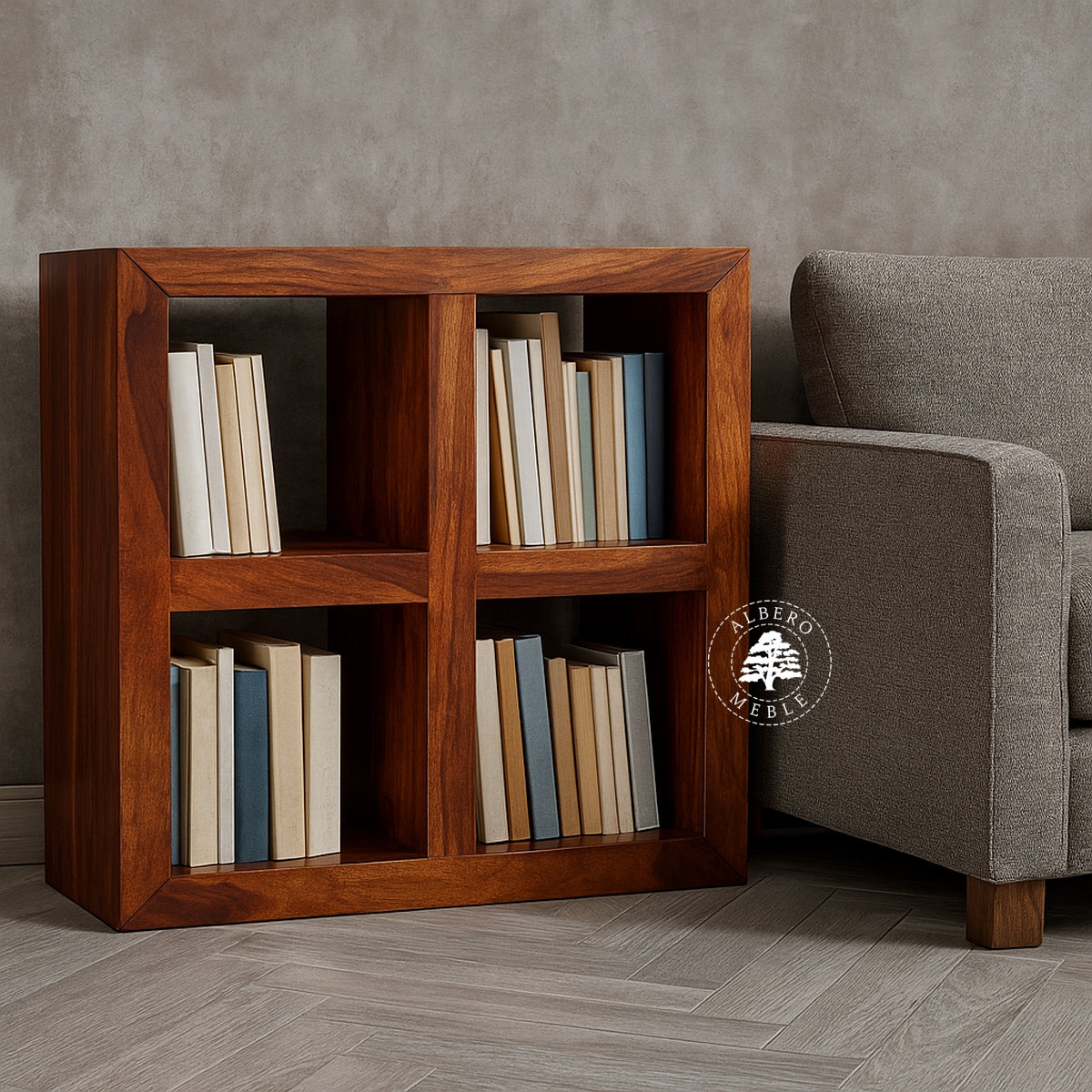 Niski regał otwarty kwadratowy czwórka Modern Cube