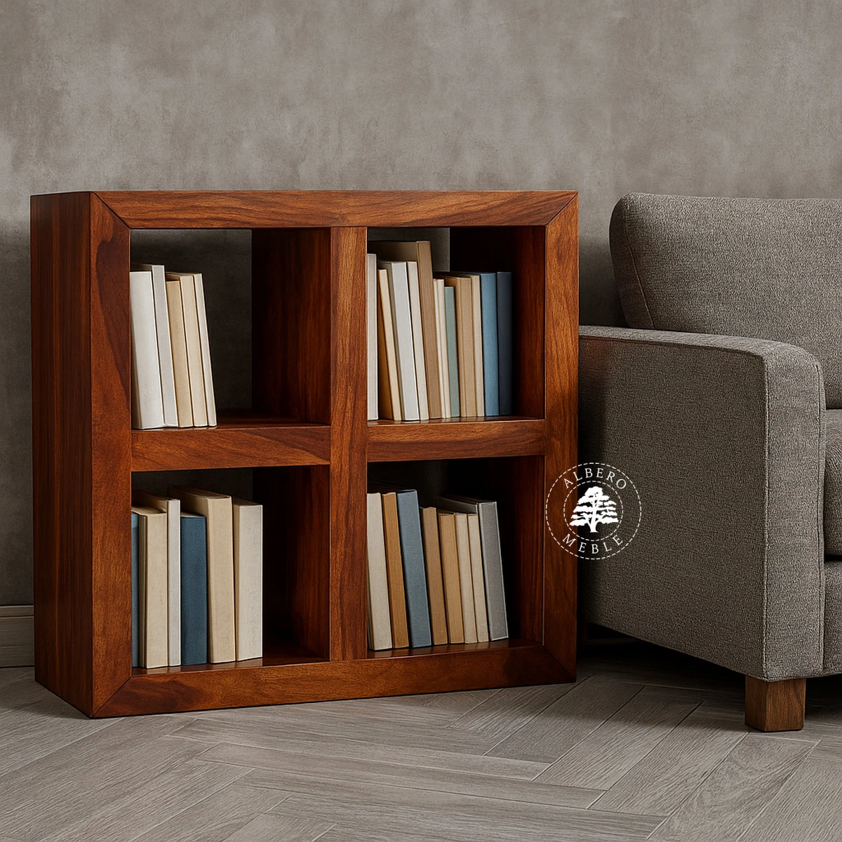 Niski regał otwarty kwadratowy czwórka Modern Cube