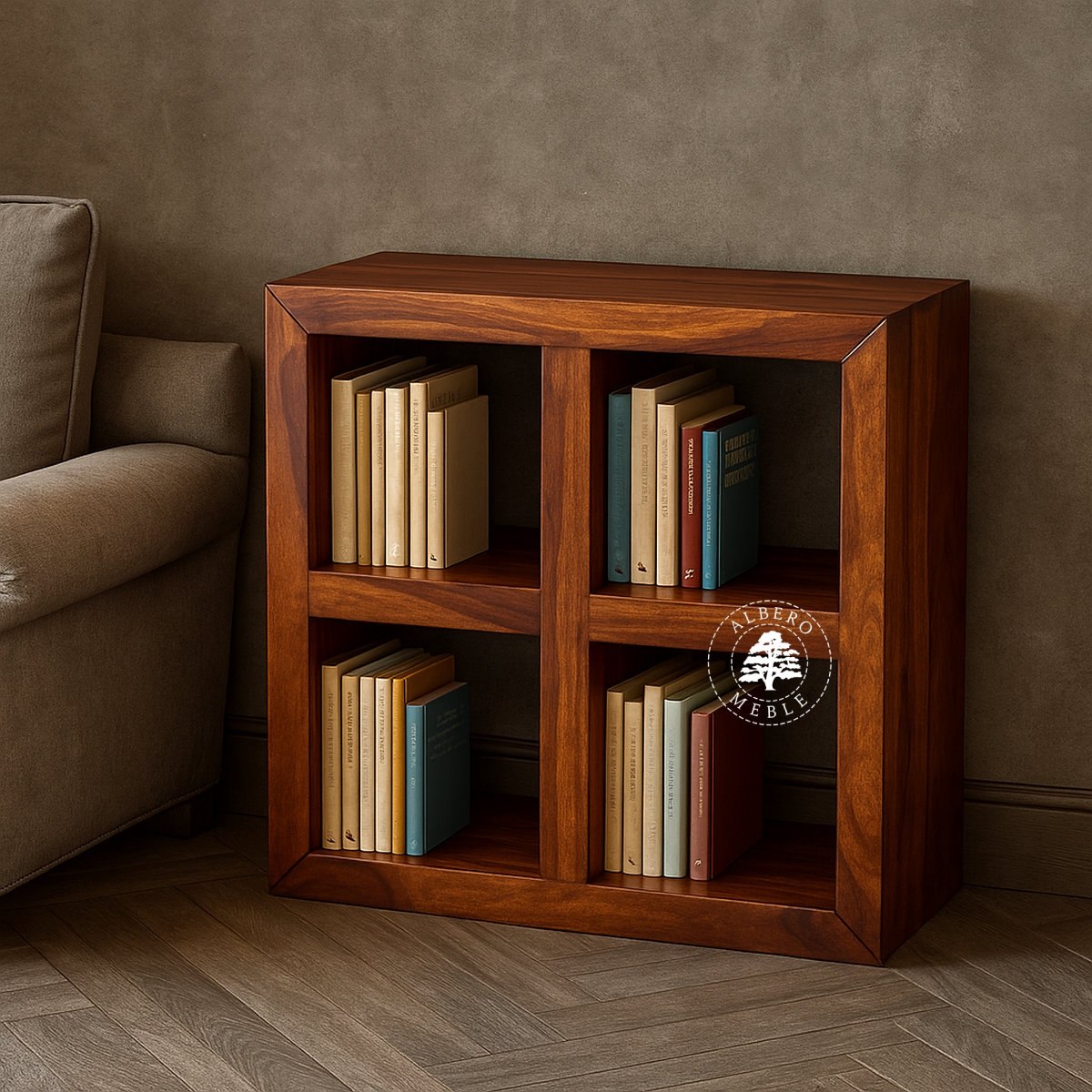 Niski regał otwarty kwadratowy czwórka Modern Cube