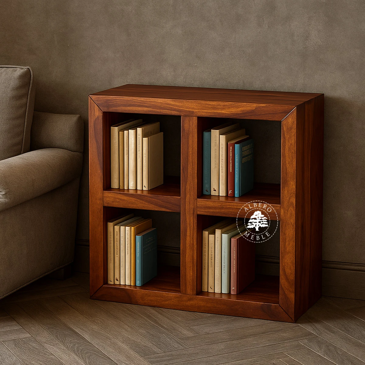 Niski regał otwarty kwadratowy czwórka Modern Cube