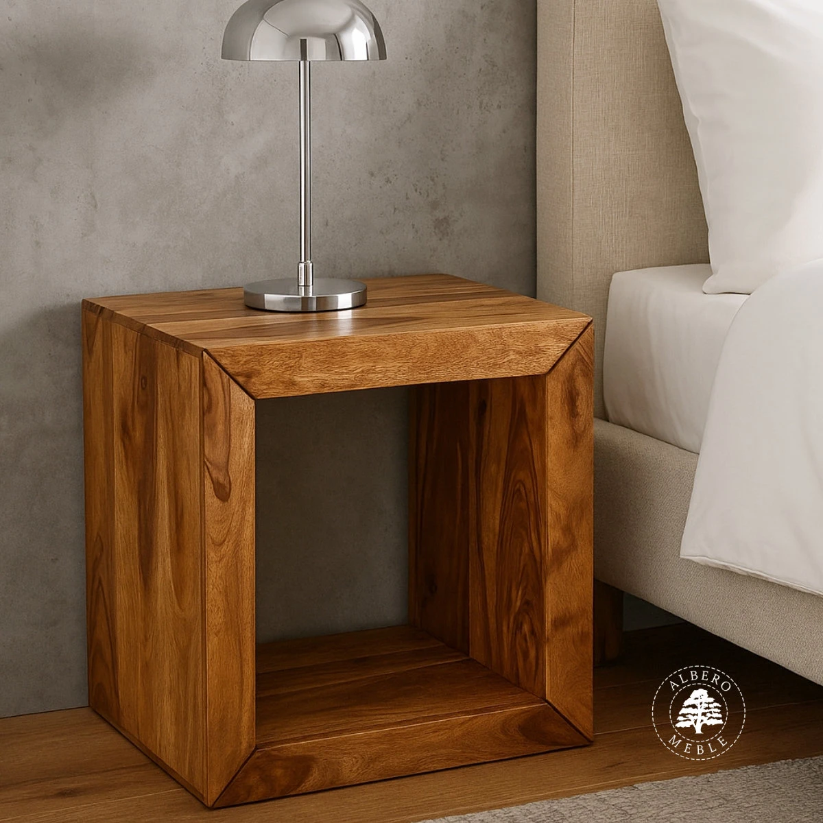 Nowoczesna półka Modern Cube z drewna litego palisander