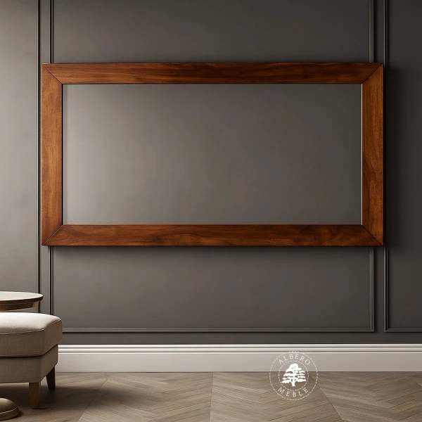 Lustro w prostej ramie z litego drewna palisandru