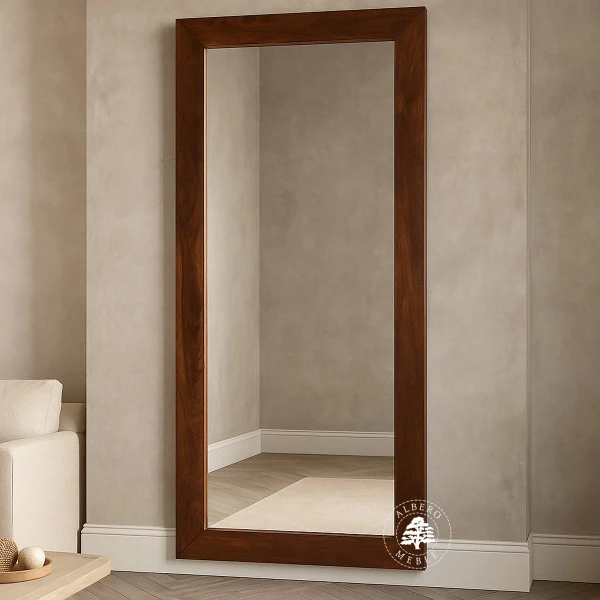 Lustro w prostej ramie z litego drewna palisandru