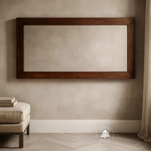 Lustro w prostej ramie z litego drewna palisandru