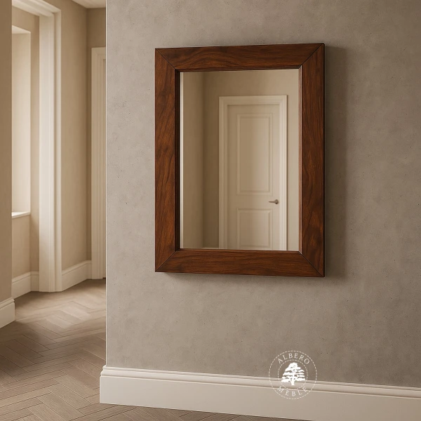 Lustro w prostej ramie z litego drewna palisandru