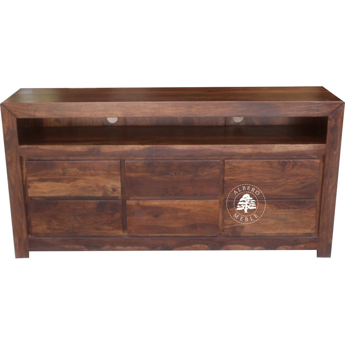 Drewniana komoda telewizyjna z szufladami z palisandru