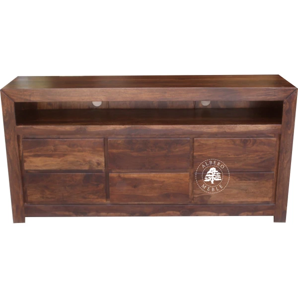 Drewniana komoda telewizyjna z szufladami z palisandru