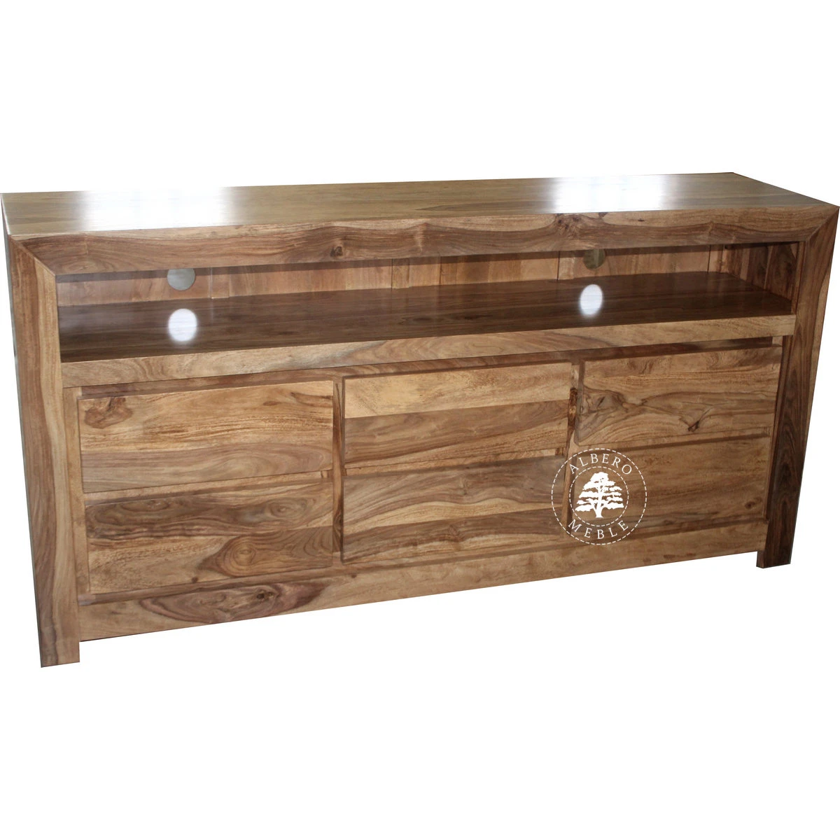Drewniana komoda telewizyjna z szufladami z palisandru