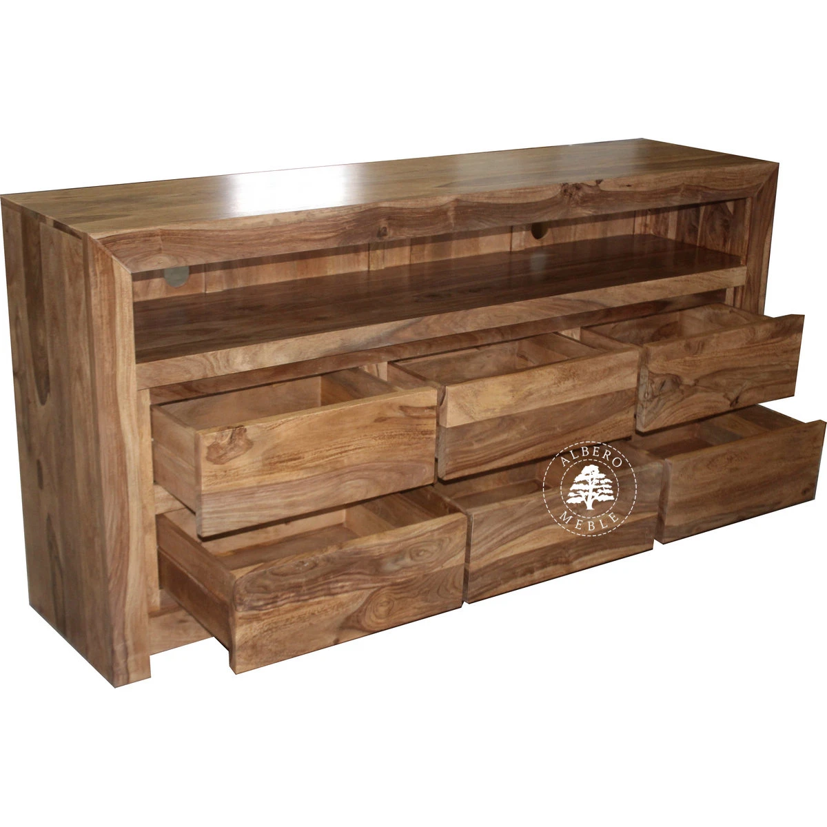 Drewniana komoda telewizyjna z szufladami z palisandru