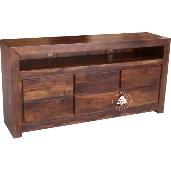 Drewniana komoda telewizyjna z szufladami z palisandru