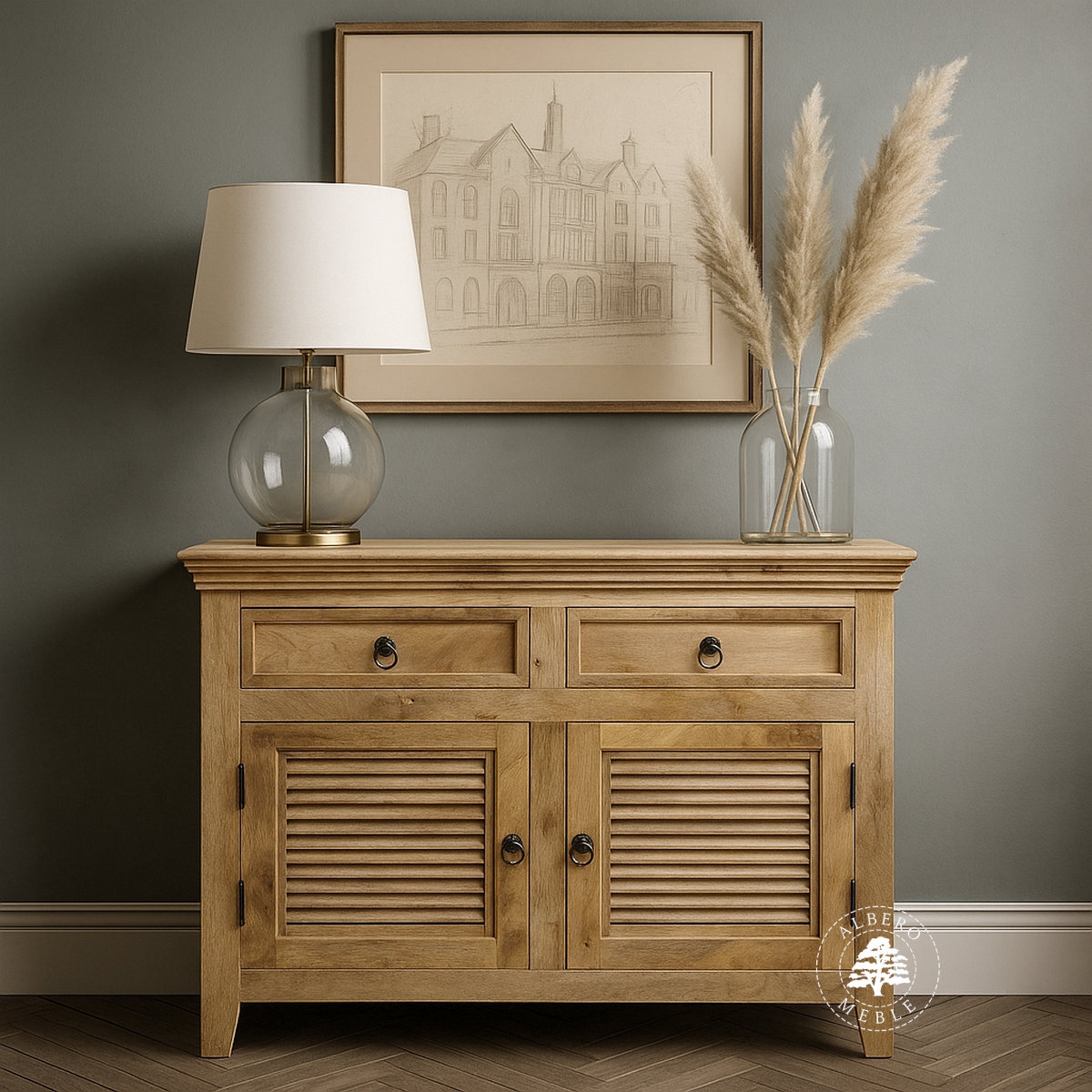 Dwudrzwiowa komoda z indyjskiego drewna mango