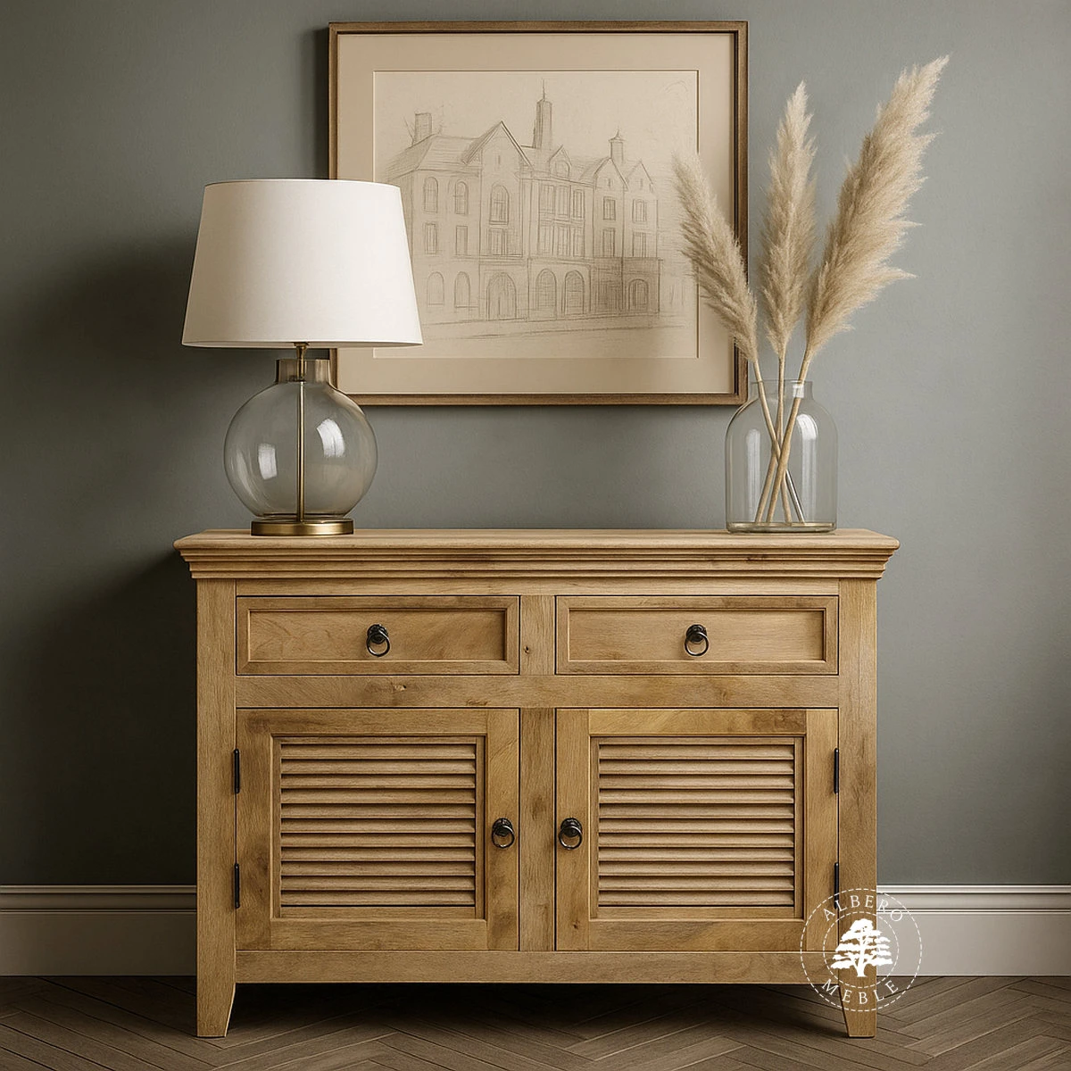 Dwudrzwiowa komoda z indyjskiego drewna mango