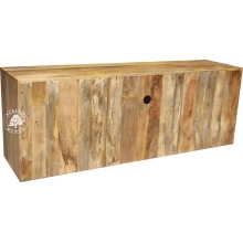 Duża komoda telewizyjna z naturalnego drewna z szufladami