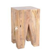 Solidny i masywny stołek z bali drewnianych - Drewno Mango - naturalne