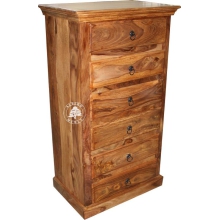 Wysoka komoda drewniana szufladowa Classic - Drewno Palisander -  naturalny