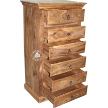 Wysoka komoda drewniana szufladowa Classic - Drewno Palisander -  naturalny
