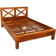 Stylowe łózko drewniane Albero do sypialni - Drewno Palisander - brąz 