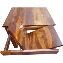 Stół z drewna litego z szufladami bocznymi - Drewno Palisander - brąz 