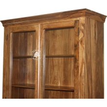 Klasyczna drewniana witryna dwudrzwiowa do salonu - Drewno Palisander -  naturalny