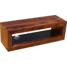 podwójna półka z drewna litego palisander do zawieszenia na ścianę - Drewno Palisander - brąz 
