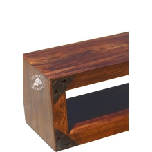 podwójna półka z drewna litego palisander do zawieszenia na ścianę - Drewno Palisander - brąz 