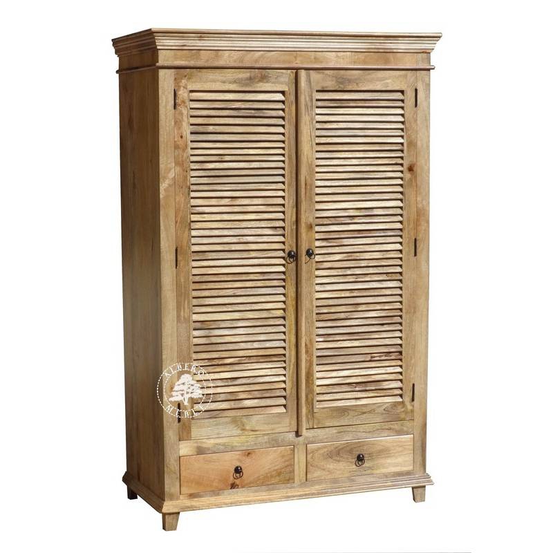 Szafa Drewniana Oslo z Jasnego Drewna z Żaluzjowymi Drzwiami - szer. 120 cm