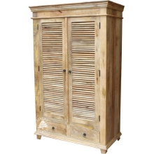 Szafa Drewniana Oslo z Jasnego Drewna z Żaluzjowymi Drzwiami - szer. 120 cm