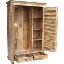 Szafa Drewniana Oslo z Jasnego Drewna z Żaluzjowymi Drzwiami - szer. 120 cm