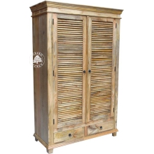 Szafa Drewniana Oslo z Jasnego Drewna z Żaluzjowymi Drzwiami - szer. 120 cm