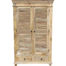 Szafa Drewniana Oslo z Jasnego Drewna z Żaluzjowymi Drzwiami - szer. 120 cm