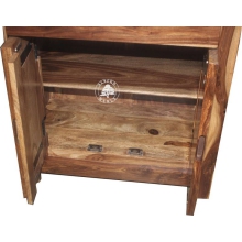 Komoda drewniana z szafką i szufladą - Drewno Palisander -  naturalny