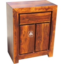Komoda drewniana z szafką i szufladą - Drewno Palisander - brąz 