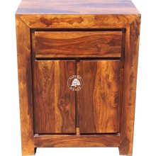 Komoda drewniana z szafką i szufladą - Drewno Palisander - brąz 