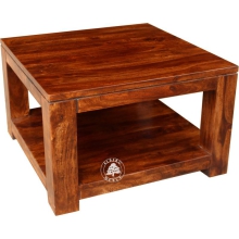 Kwadratowy stolik kawowy Goa z drewna do salonu -  Drewno Palisander - ciemny brąz